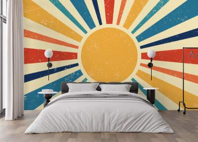 Retro sun burst vintage banner background vector.  Wall mural