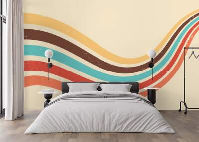 Retro wavy lines wallpaper background. Colorful vintage curved stripes vector illustration backdrop design.	
 Wall mural