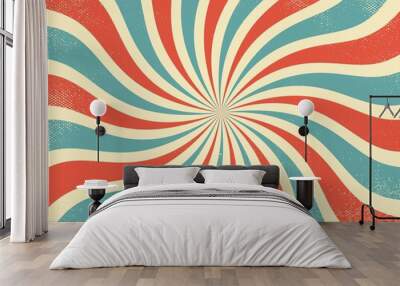 Vintage red and blue rays retro burst  background Wall mural