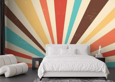 Vintage sun retro banner background. Colourful grunge sunburst. Vector illustration. Wall mural