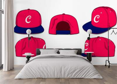 baseball cap vector template sports apparel Wall mural