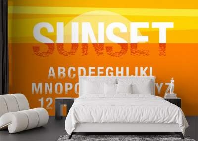 sunset font alphabet vector set typography Wall mural