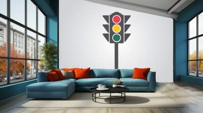 Traffic Light, Flat Style  Vector Illustration Wall mural