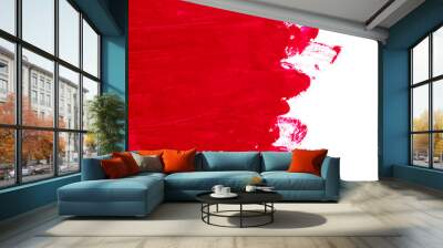 Red brush stroke on a white background Wall mural