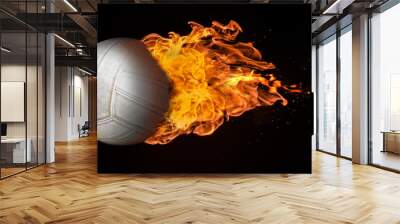 Flying Volleyball Engulfed in Flames Wall mural