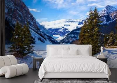 frozen lake louise in winter against the backdrop of the stunning victoria glacier Wall mural