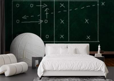 Game Concept With Volleyball and Chalk Board Play Strategy Wall mural