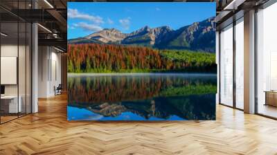 Panorama of Patricia Lake in Jasper National Park Wall mural