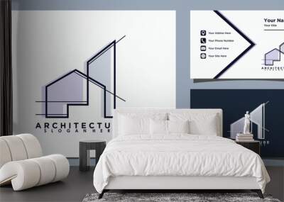 architecture real estate logo design with business card template Wall mural