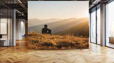 Relaxing at Sunset at Top of  Mountain Wall mural