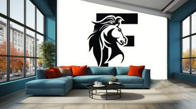 horse head logo design with initial letter f modern concept Wall mural