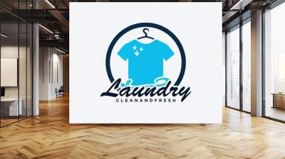 laundry washing machine logo with creative concept for you laundry businees icon Wall mural