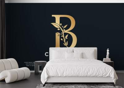 letter B logo design with olive icon unique concept Wall mural