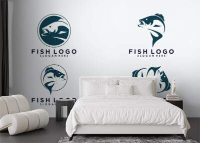 set of fish logo design with template Wall mural