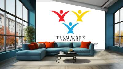 team work logo design vector with creative concept template Wall mural