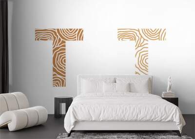 wood element design with combination letter design Wall mural