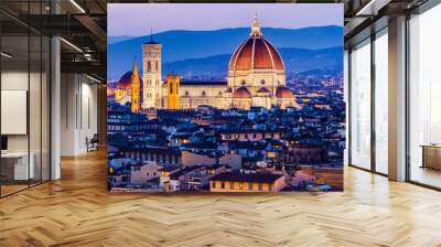 Florence by night, panoramic view, Italy Wall mural