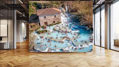 Natural spa with waterfalls in Saturnia, Tuscany, Italy.  Wall mural