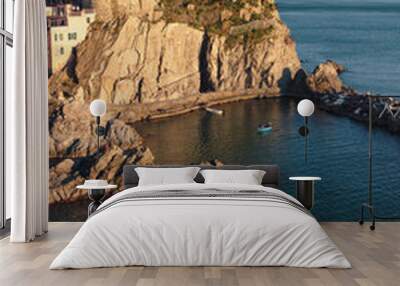 Sunset in Manarola, the Italian Riviera. Liguria, Italy Wall mural