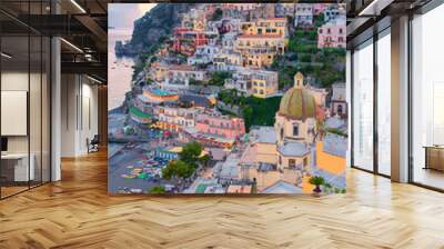 Sunset in Positano, Amalfi Coast, Salerno, Campania, Italy Wall mural