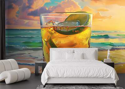 Cocktail on the beach citrus alcoholic drink Wall mural