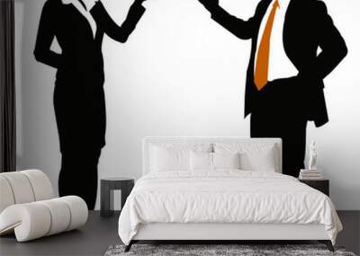 business man and woman  presentation and endorsement corporate attire silhouette vector shapes Wall mural