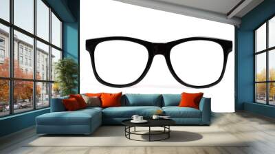 black frame glasses isolated on white background Wall mural