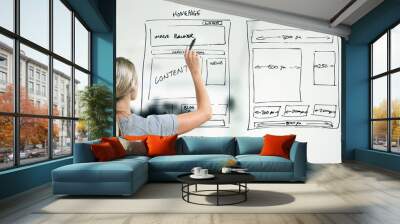 designer drawing website development wireframe Wall mural