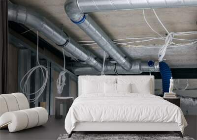 electrical wiring and air ventilation duct system installation in building Wall mural