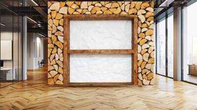 empty wooden shelves with firewood decoration Wall mural