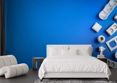 group of electrical equipment on blue background with copy space Wall mural