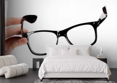 hand with black glasses isolated on white Wall mural