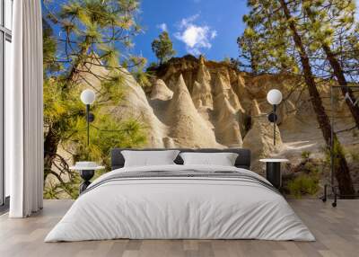 Paisaje lunar - lunar landscape rock formations in Tenerife. Canary islands Wall mural