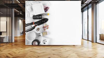 top view of electrical tools and equipment on white Wall mural