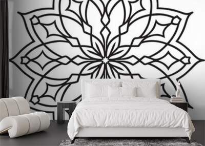 abstract geometric ornament design black and white illustration Wall mural