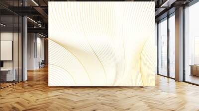 Abstract golden linear background with flowing particles. Digital future technology concept. Abstract gold paper wave background and abstract gradient and gold wave curve lines.	 Wall mural