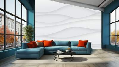 Abstract white and light gray wave modern soft luxury texture with smooth and clean vector subtle background illustration.	 Wall mural