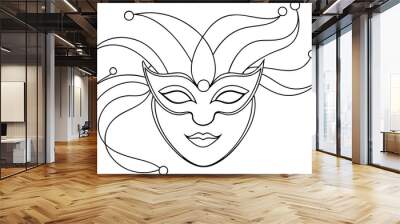 carnival mask line art vector illustration Wall mural