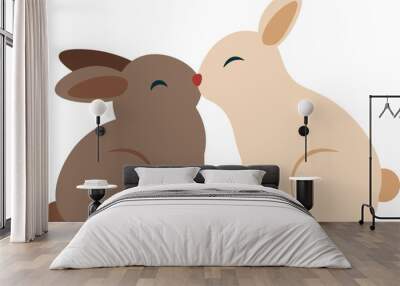 cute rabbits couple isolated icon vector illustration design  vector illustration design Wall mural