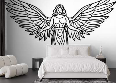 elegant angel line art vector illustration  Wall mural