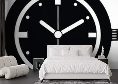 Hand watch illustration black and white Wall mural