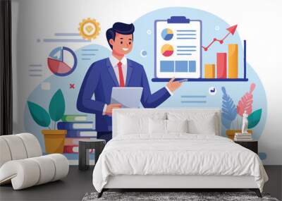 Manager auditing business data concept vector illustration  Wall mural