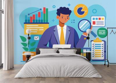 Manager auditing business data concept vector illustration  Wall mural