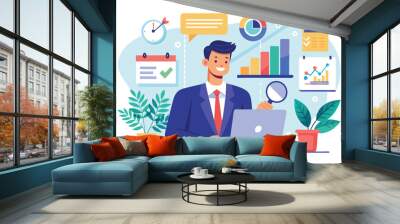 Manager auditing business data concept vector illustration  Wall mural