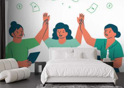 Successful business people. Teamwork concept. Flat vector illustration. Wall mural