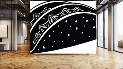 Tacos food silhouette illustration black and white Wall mural