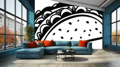 Tacos food silhouette illustration black and white Wall mural