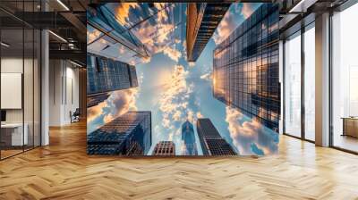 A city skyline with a cloudy sky in the background Wall mural