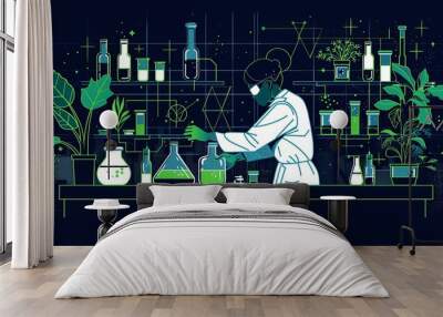 Scientist working on green chemistry for sustainable manufacturing processes in a lab Wall mural