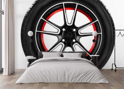 Car wheel and tire, Aluminum wheels, isolated on white background. Wall mural